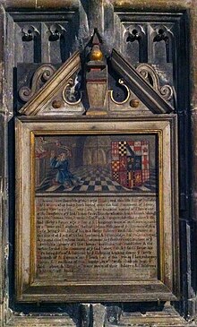 Monument to Thomas Fitzwilliams (d.1579), originally in St Owen's Church, now in Gloucester Cathedral. The inscription makes reference to the demolition of St Owen's Church Memorial to Thomas Fitzwilliams in Gloucester Cathedral.jpg