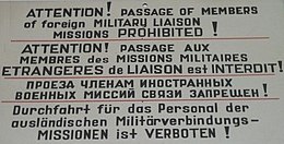 Typical sign intended to prevent Missions from entering sensitive areas in East Germany Missions prohibited sign.jpg