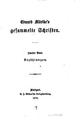 Moerike's gesammelte Schriften. Band 2: Erzählungen. Inhaltsverzeichnis S. V.