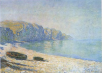 Boats on the Beach at Pourville, Low Tide Monet - Wildenstein 1996, 709.png