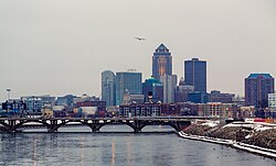 The skyline of Downtown Des Moines