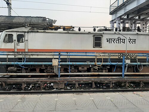 A freight train stationed at New Jalpaiguri Junction railway station, Siliguri, West Bengal