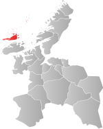 Mapa do condado de Sogn og Fjordane com Frøya em destaque.