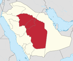 內志在阿拉伯半島的位置