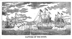 The Phoebe captures the Essex (I). NavalMonument10 byAbelBowen 1838.png