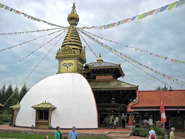 The Nepal Himalaya Pavilion from the Expo 2000, rebuilt with a small botanical garden at Wiesent near Regensburg