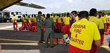 Odisha fire personnel leaving from Bhubaneswar for rescue operations in Kerala Odisha fire personnel for rescue 01.jpg