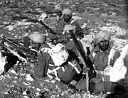 Indian Army Sikh troops in action during Operation Crusader in Western Desert Campaign in North Africa in November/December 1941.