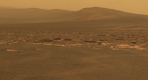 Looking south, Solander point and the western rim can be seen (August 2011) PIA14508 - West Rim of Endeavour Crater on Mars.jpg