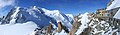 Imagen panorámica utilizando técnicas HDR del Mont Blanc durante el atardecer desde la plataforma de Rébuffat. Situado entre el Valle de Aosta, Italia, y Haute-Savoie, Francia, es la montaña más alta de los Alpes y de Europa Occidental y situada en el puesto 11 del mundo en cuanto a prominencia topográfica. Por Sanchezn Sanchezn