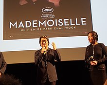 Park presenting The Handmaiden at the 2016 Lumière Film Festival