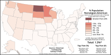 Percent of Norwegian Americans by state.svg