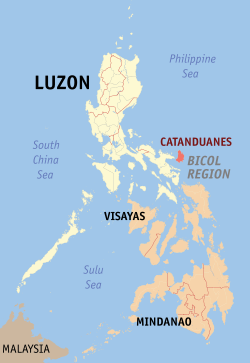 Mapa iti Filipinas a mangipakita ti pakasarakan iti Catanduanes.