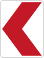 White and red chevron sign (left)