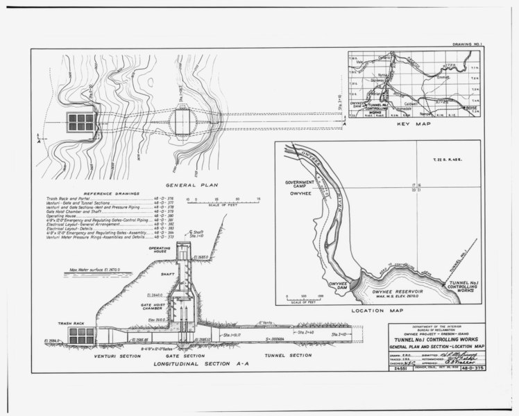 File:Photographic copy of original construction drawing dated October 20, 1932 (from Record Group 115, Denver Branch of the National Archives, Denver). TUNNEL NO. 1 CONTROLLING HAER ORE,23-NYS.V,1-187.tif