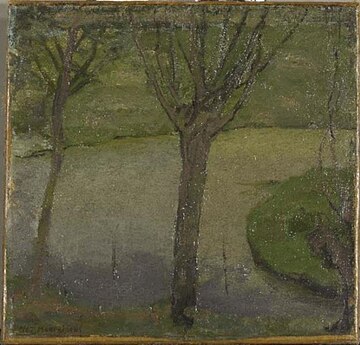 File:Piet Mondriaan - Irrigation ditch with two willows - 0333295 - Kunstmuseum Den Haag.jpg