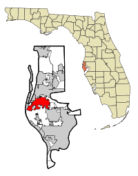 Položaj Larga u saveznoj državi Floridi i okrugu Pinellas