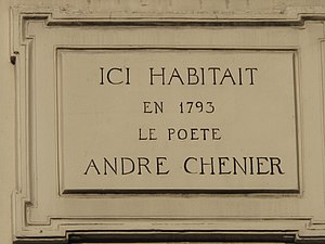 André Chénier: Biographie, Œuvres de Chénier, Œuvres d’art inspirées de ses poèmes et de sa vie