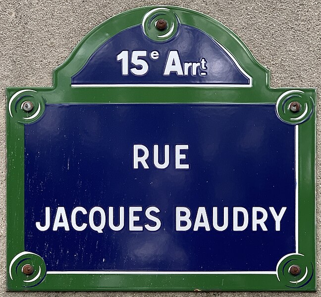 File:Plaque Rue Jacques Baudry - Paris XV (FR75) - 2021-08-10 - 1.jpg