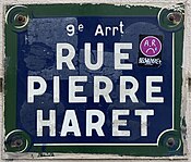 Plaque Rue Pierre Haret - Paris IX (FR75) - 2021-06-28 - 1.jpg