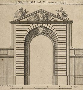 Dessin de la porte par Portier en 1748