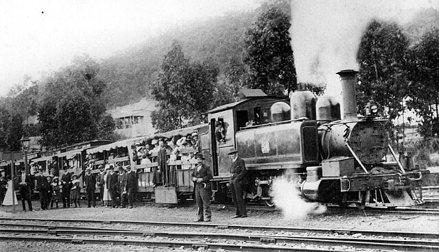 Excursion train about to leave Upper Ferntree Gully c. 1908