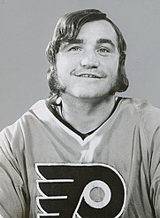 Rick MacLeish played for the Flyers from 1970-71 to 1980-81 and again in 1983-84 Rick MacLeish 1973.JPG