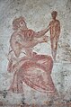 Roman fresco depicting Prometheus creating man in the presence of Athena, from the arcosolium of a tomb near the Basilica of St. Paul, 3rd century AD, Museo della Via Ostiense, Rome - 30809421920.jpg