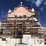 The structure undergoing restoration in early 2018.