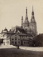 Fotografie katedrály v Uppsale, 1889