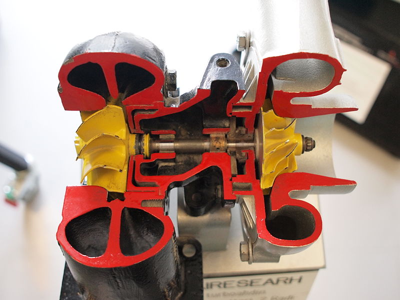 File:Sectioned Garrett AiResearch turbocharger.JPG