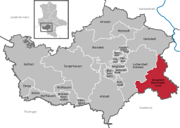 Läget för kommunen Seegebiet Mansfelder Land i Landkreis Mansfeld-Südharz