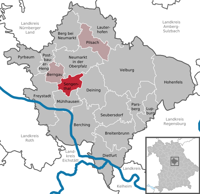 Poziția  Sengenthal pe harta districtului Neumarkt in der Oberpfalz