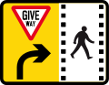 Reminder to look out & give way to pedestrians crossing when making a right turn