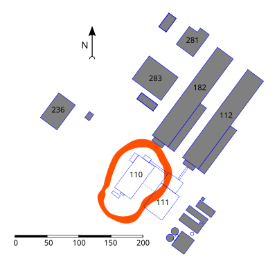 Lageplan mit Explosionskrater