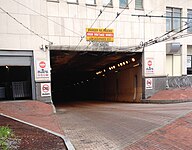 Western portal of the Harvard bus tunnel connects to Mount Auburn Street (behind camera viewpoint)