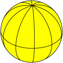 Example fundamental domains, [5,2], as spherical triangles Spherical decagonal bipyramid.svg