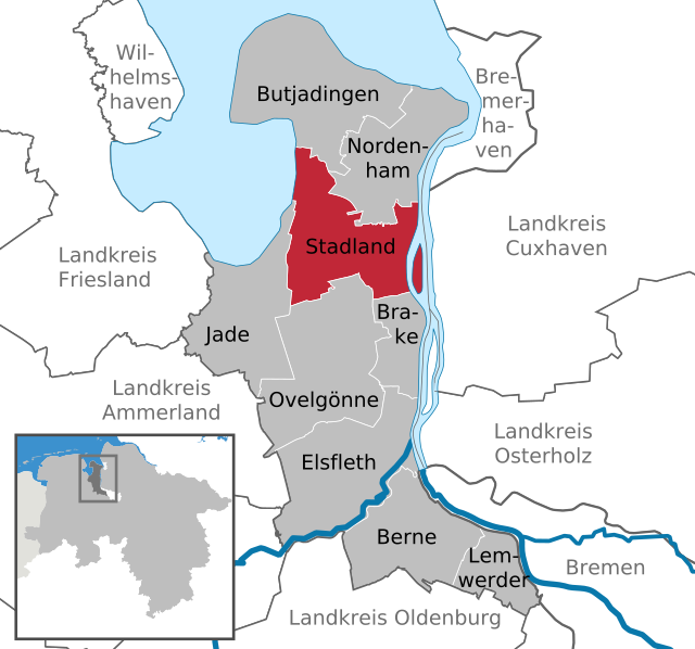 Läget för kommunen Stadland i Landkreis Wesermarsch