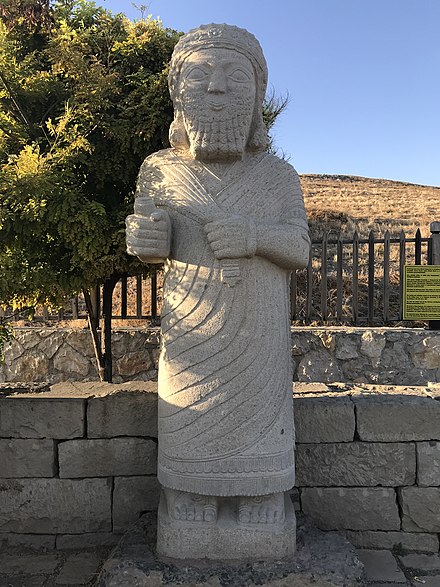 A replica of the statue of King Mutallu of the Hittites in Arslantepe. The original is in display in the Museum of Anatolian Civilizations in Ankara.