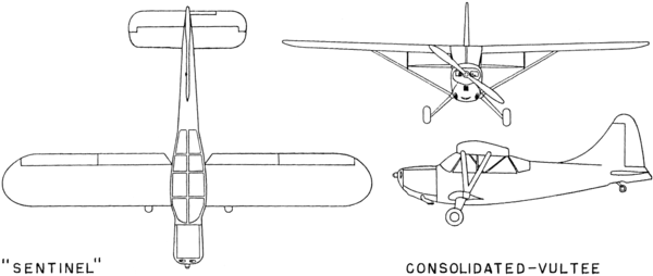 3-view line drawing of the Stinson L-13
