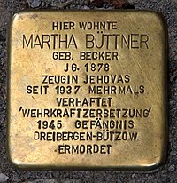 Stolperstein Ebertystr 12a (Frhai) Martha Büttner.jpg