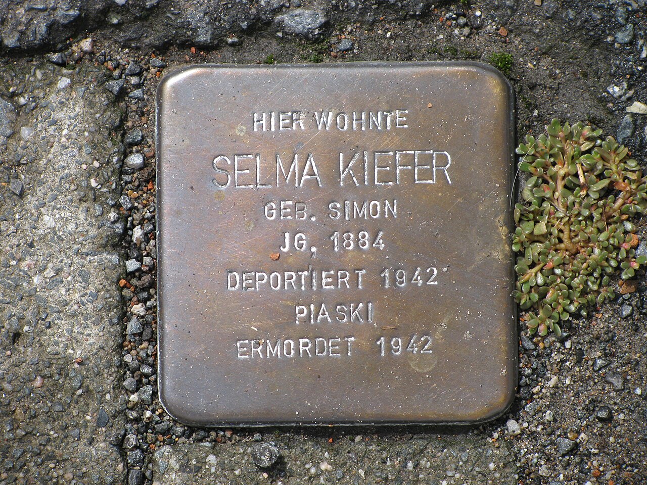 Stolperstein Selma Kiefer, 1, Eberstädter Kirchstraße 3, Eberstadt, Darmstadt.jpg