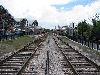 Completed SunRail platforms (bus platforms to left) SunRail Lynx Central Station platforms.jpg