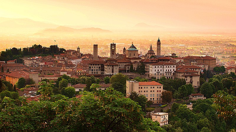 File:Sunrise at Bergamo old town, Lombardy, Italy.jpg