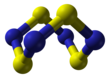Kugel-Stab-Modell von Tetrasulfur-Tetranitrid