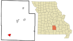 卡布爾在德克薩斯縣及密蘇里州的位置（以紅色標示）
