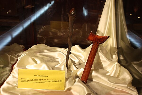 The 600 year old Keris that originated from Java Indonesia at the Melaka Cultural Museum