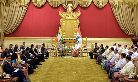 Presidential Palace, during the meeting between President of Myanmar U. Htin Kyaw and Prime Minister of India Narendra Modi.