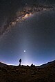 Image 55Zodiacal light caused by cosmic dust. (from Cosmic dust)
