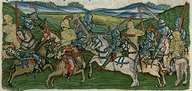 Campaign of King Sigismund of Hungary against the rebellious House of Horvat in 1387 (Chronica Hungarorum, 1488)